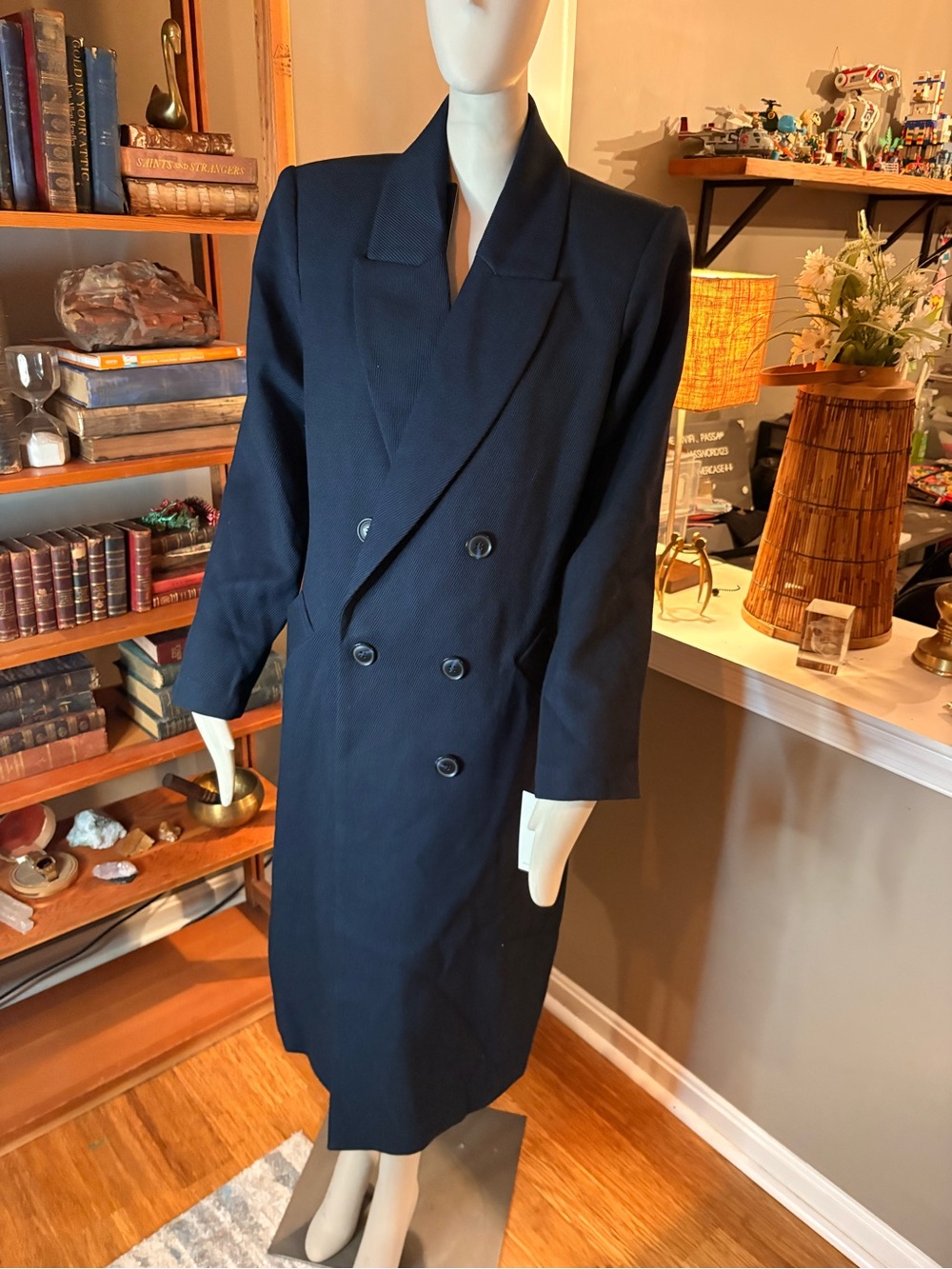 Bernardo Double-Breasted Navy Pea Coat